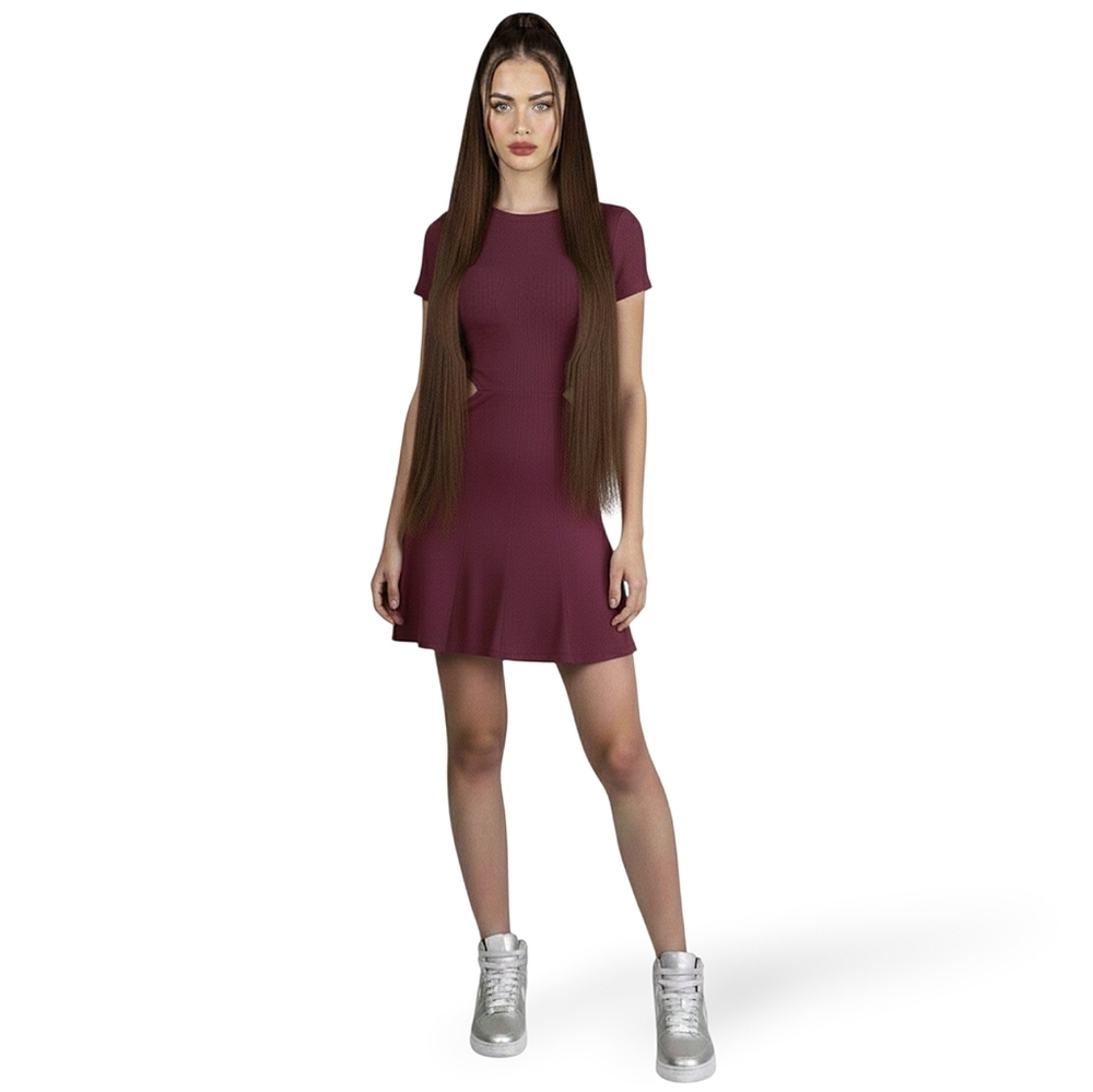 Plum Fit and Flare Mini Tennis Cutout Dress
